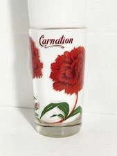 VINTAGE 1950s BOSCUL PEANUT Butter Glass CARNATION Gorgeous Red Flower USA EUC 