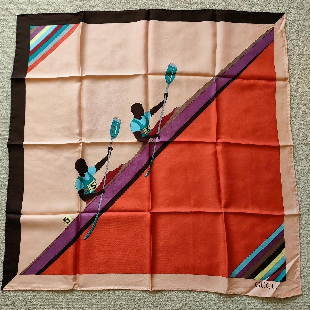 Gucci Vintage Canoe Silk Scarf Retro Luxury Fashion Accessory