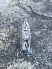 Elgin Watch Womens jeweled Bangle Bracelet Rectangular Face EG365 New Battery