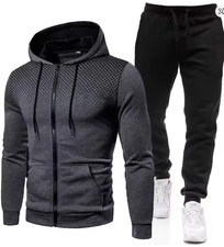 Men  s Tracksuit   Zip Hoodie  Multi-Pocket Pants, 2-Piece Casual Jogging Set