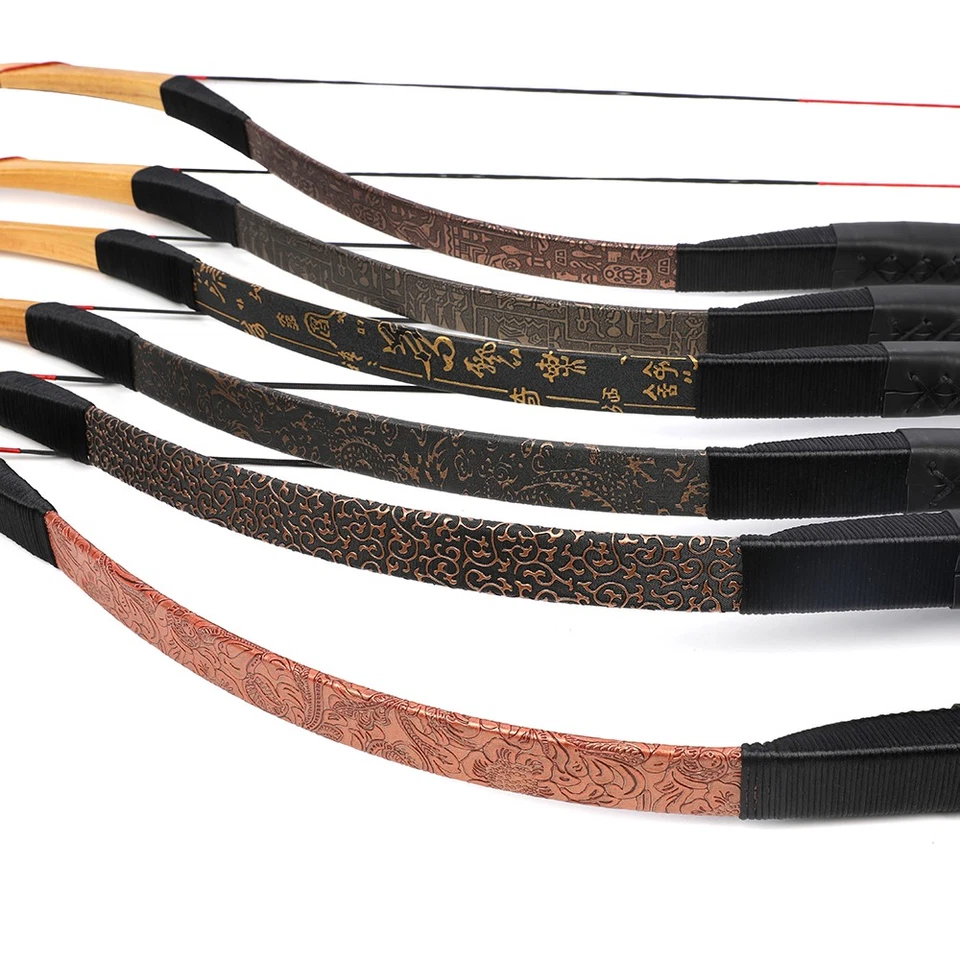 Archery Traditional Recurve Bow 12-50lbs Longbow Mongolia Horse Riding Hunting - Image 3 of 4