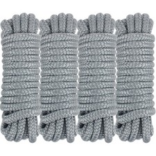 Dock Lines 15' x 3/8" Double Braided Marine Mooring x 4 Pk , Grey