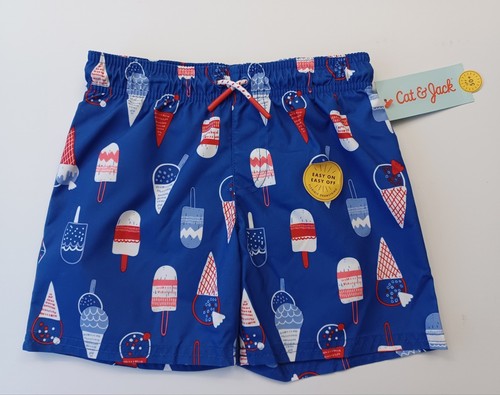 NWT Target Cat & Jack Toddler Boy's Blue Popsicle Ice Cream Print Swim Trunks 4T