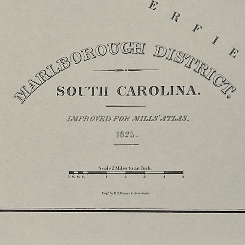 Antike Karte von 1825 - Marlborough County, South Carolina (nachgedruckt 1980) 14,5”x11” - Bild 2 von 11