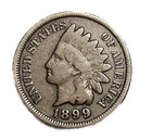 1899 Indian Head Cent Good-Fine (G-F) Average Circulated Condition Copper Penny