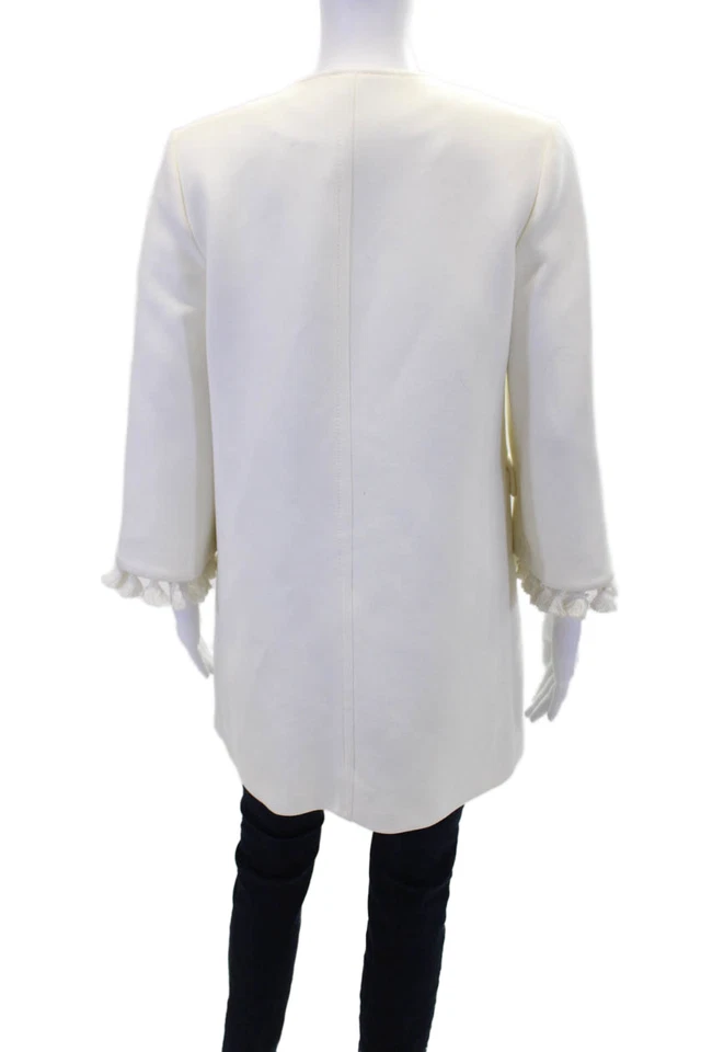 Zara 女式长袖圆领流苏长夹克米色 XS 码 — 第 4/4 张图片