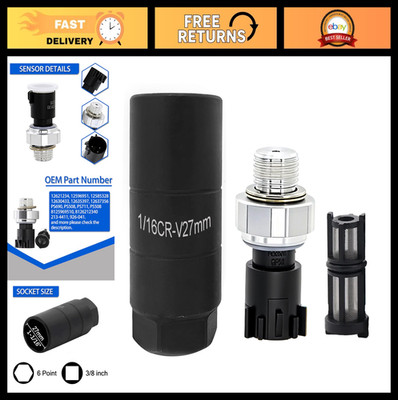 Oil Pressure Sensor & Socket for Chevy Silverado, GMC Sierra, Tahoe, Camaro, Equ