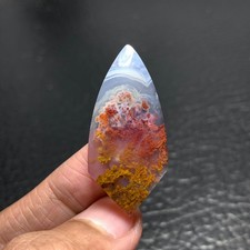 Scenic Moss Agate Cabochon 38.5x17.5x5mm High Quality 25.5 ct