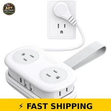 ORICO 7-in-1 Travel Power Strip with 4 AC Outlets  2 USB Ports - White
