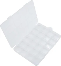 24-Compartment Clear Plastic Jewelry Organizer Box – Earrings, Rings Storage