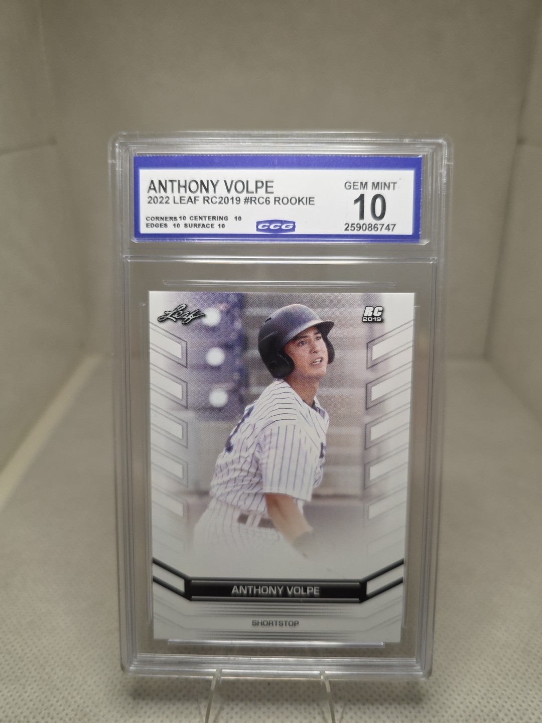 2022 Leaf RC2019 #RC6 Rookie Anthony Volpe CCG 10 Gem Mint