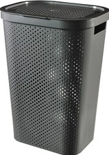 Curver Recycled Infinity Dots Laundry Hamper Basket 60L Dark Grey 