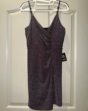 Express XS Black Multicolor Glitter Knit V-Neck Strappy Bodycon Mini Dress