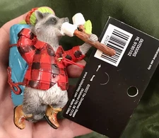 New Christmas Shoppe Raccoon on a Log w/ Marshmallows Christmas Ornament