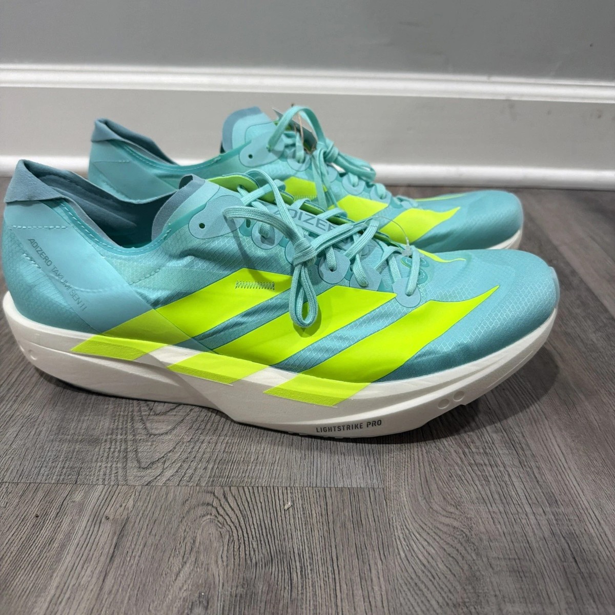 Size 12.5 Adidas ADIZERO Takumi SEN 11 Blue Mint White JQ2813