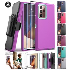 For Samsung Galaxy Note20 Ultra 5G Case Rugged Cover Belt Clip / Tempered Glass
