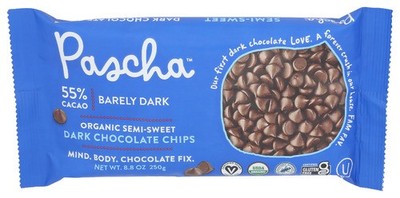 Pascha Organic 55% Cacao Semi-Sweet Dark Chocolate Baking Chips ? 8.8 oz (Pck-6)