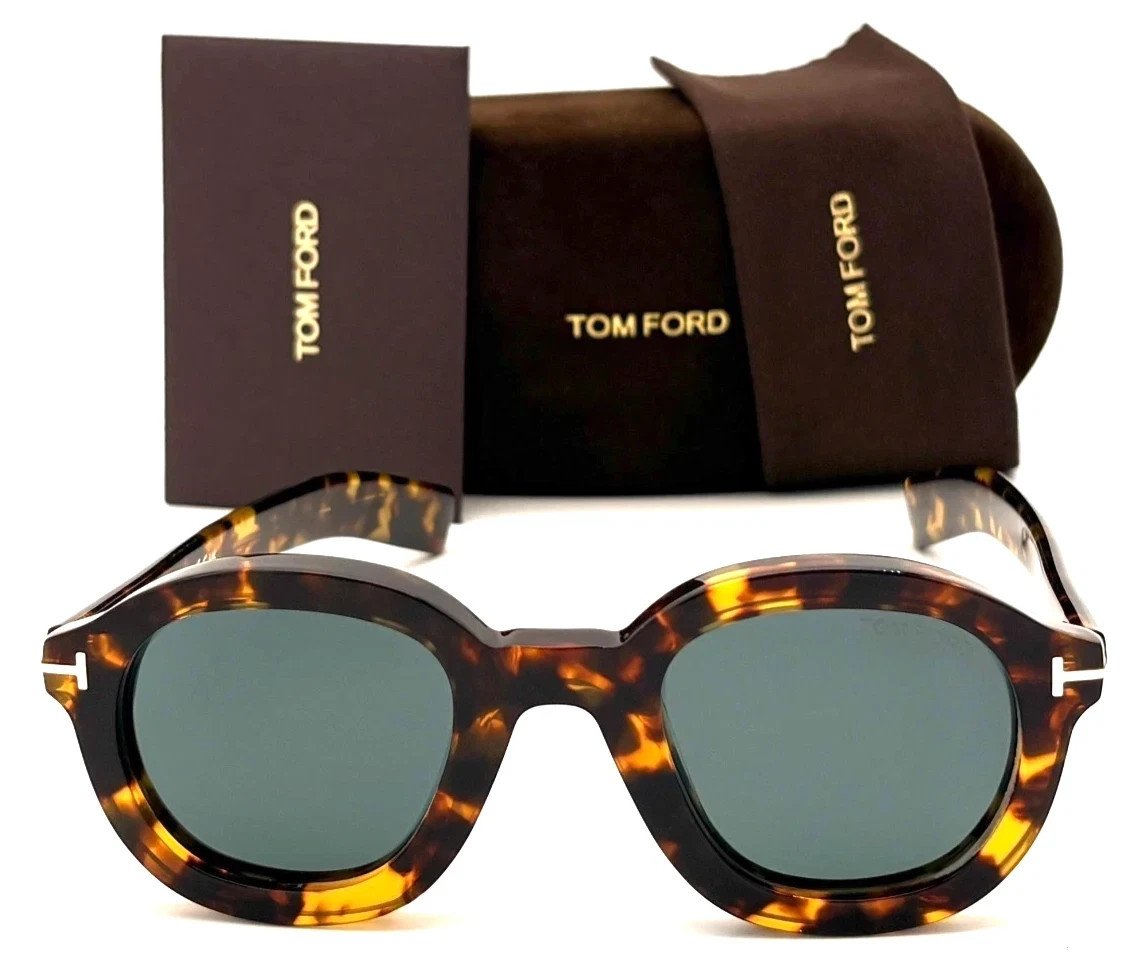 TOM FORD RAFFA TF1100 52V SPOTTED HAVANA W/BLUE LENS AUTHENTIC