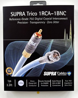 Supra Cables Trico RCA - BNC Digitalkabel Adapterkabel 75 Ohm 1m Neu