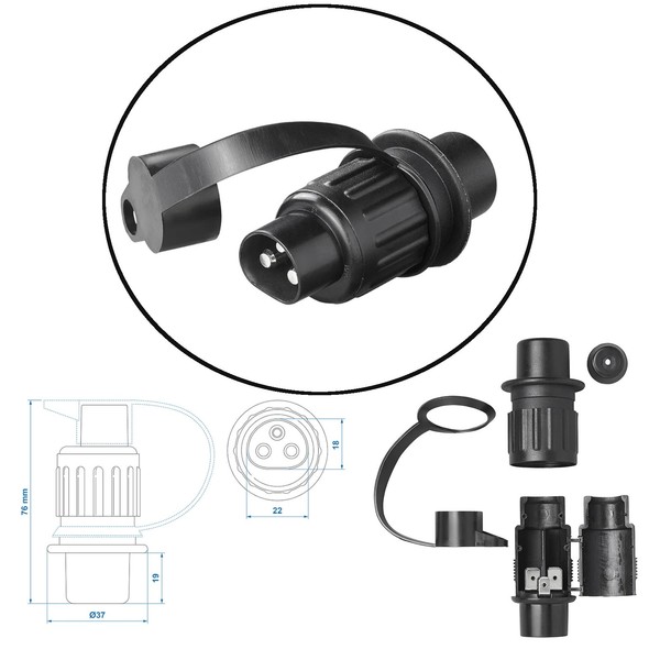 AnhäNger Stecker 3 Polig 6-24V Steckverbinder Traktor Landmaschinen DIN 9680-image