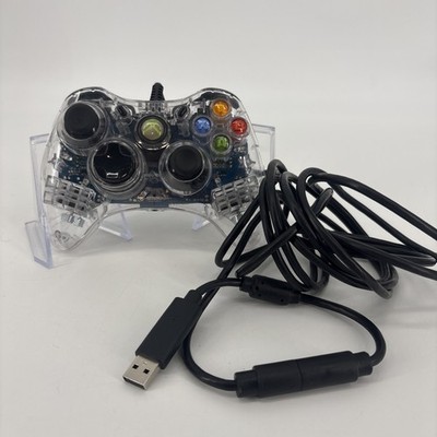 Afterglow XBOX 360 Wired Controller PL-3602 Clear W Breakaway Cable Used Blue