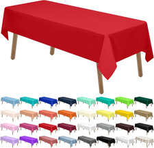 Red Plastic Tablecloths - 2 Pack Disposable Table Covers 54 x 108 Inch Bridal Sh