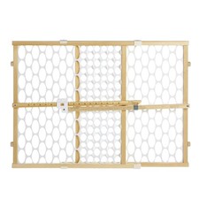 26.5"-42" Quick-Fit Baby Safety Gate, Oval Mesh Wood