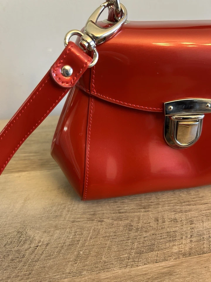 Cartera Beijo Clásica Brillante Caramelo Manzana Hebilla Cierre Cremallera Bolsillo 7" x 8" Foto 3 de 4