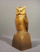 Hans Huggler-Wyss, SWISS Made, Eule, Waldohreule, Kautz, Holz, Holzschnitzerei