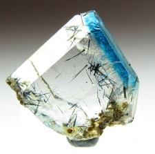 MAGICAL GEM BLUE CAP EUCLASE CRYSTAL W/ BLACK TOURMALINE!!! ZIMBABWE NEW FIND