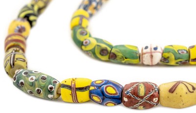 Oval Antique Venetian African Millefiori Trade Beads #15799 10mm Ivory Coast