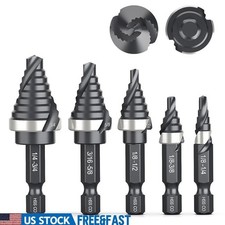 Cobalt Step Drill Bit Set 5pcs HSS Spiral Flute Unibit Metal Plastic Wood New