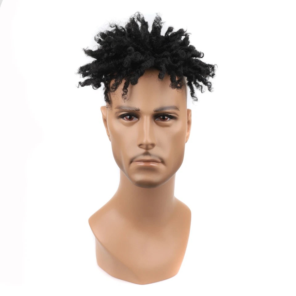 Short Afro CurlyHair Dreadlock Toupee for Men Synethetic Black African American - Image 3 of 4