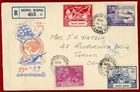 Hong Kong 1949, 7th Anniv of UPU, on Cachet FDC, Sent Registered to Canada