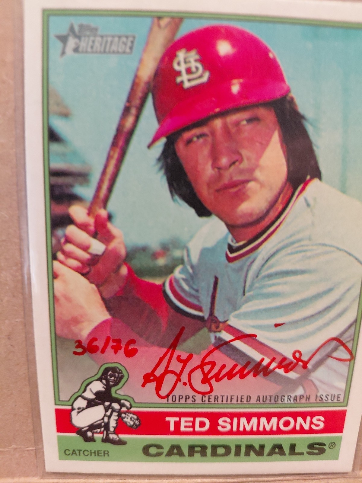 2025 Topps Heritage High Number Ted Simmons Real One Auto Red Ink /76 #ROA-TED