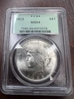 1923 Peace Dollar - PCGS MS64 - Old Green Holder OGH Original Luster $1