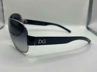 Dolce & Gabbana DG2039 061/8G Y2K Aviator Shield Sunglasses Black Silver