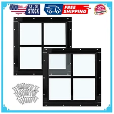 2 Pack Shed Window 12 x 12 Flush Mount Shed Window with Tempered Glass Ho...