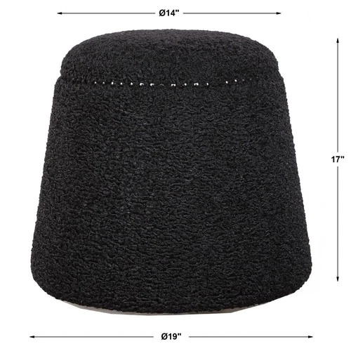 Gumdrop - 18.5 inch Ottoman - 18.5 inches wide by 18.5 inches deep-Black Faux - Picture 5 of 12