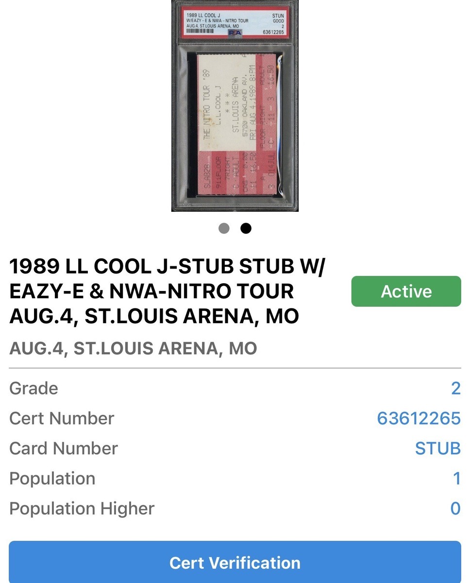 1989 EAZY-E/LL COOL J NITRO TOUR TICKET 8/4/89 ICE CUBE 1989 EAZY-E/LL COOL J NITRO TOUR TICKET 8/4/89 ICE CUBE