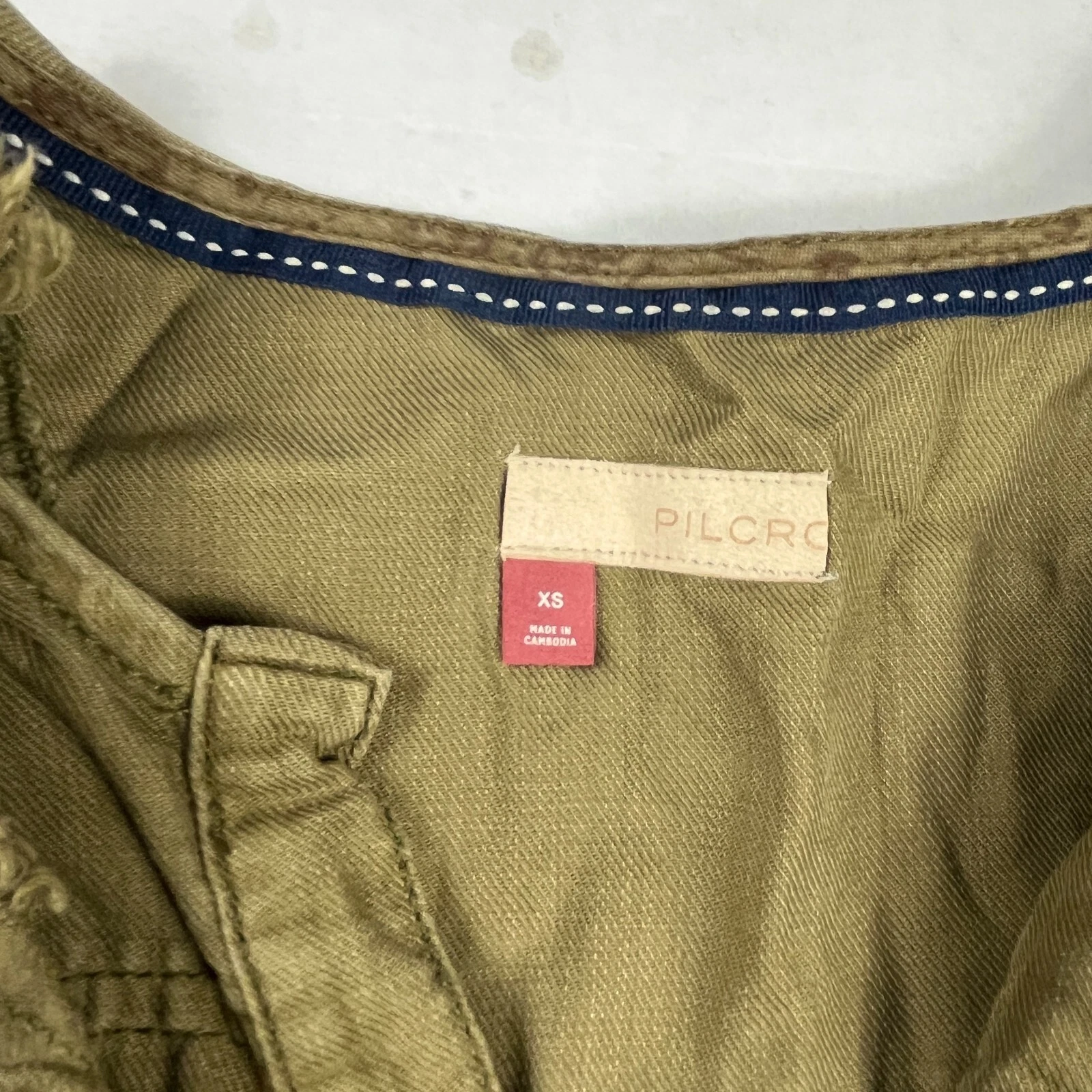 VETEMENTS ? Abito Camicia Utility Pilcro Anthropologie Verde Oliva Boho Senza Maniche XS