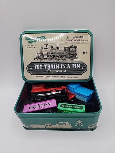 Spielzeugeisenbahn im Blech Express funktioniert batteriebetrieben Gleis Eisenbahn Lokomotive  - Bild 1 von 4