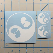 Wu Tang Yin Yang 5" & 2" White Vinyl Decal Sticker Set