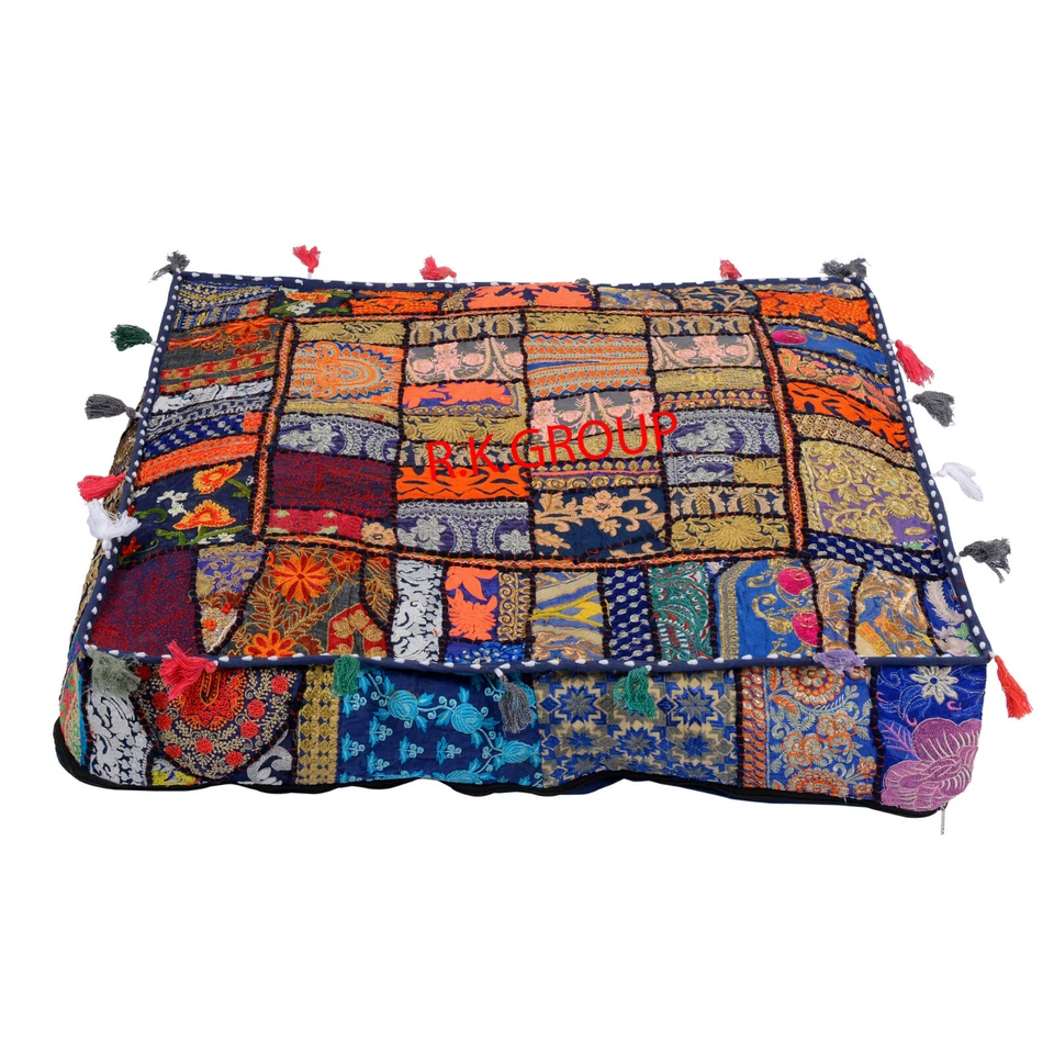 Oversized Cotton Pouf Cover New Style Mandala Pachwork Floor Pillow Cover Daybed - Image 3 of 4