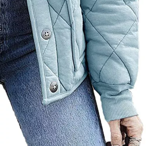 Giubbotto donna piumino con bottoni donna invernale tasche manica lunga trapuntato largo*/ - Foto 11 di 34