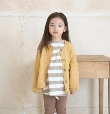 toddler boys girls soft knit yellow cardigan sweater Korean kids clothes