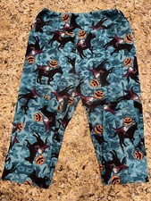 LuLaRoe OS Leggings Teal PUMPKIN HEAD Spooky Halloween