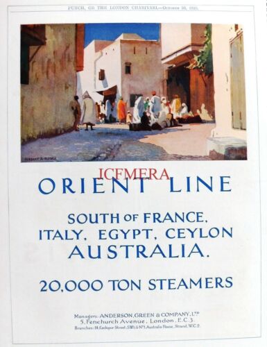 ORIENT LINE Cruises to The Med. Ceylon & Australia Original 1926 Advert: 660-09x