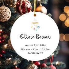 Baby's First Christmas Ornament Personalized Baby Stats First Christmas Ornament