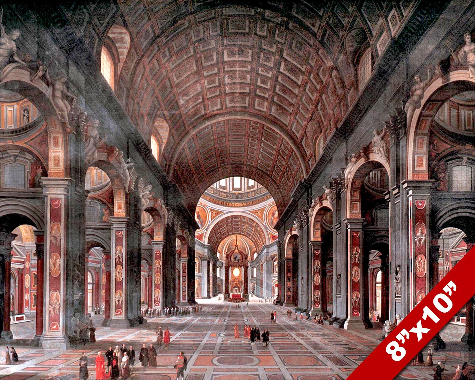 INTERIOR OF ST PETERS BASILICA ROMAN CATHOLIC PAINTING ROME ART CANVAS ...